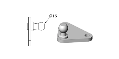 Technical drawing - Endfitting - Brackets ball Technical drawing - Endfitting - Brackets ball