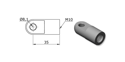 Technical drawing - Endfitting - Eye Technical drawing - Endfitting - Eye