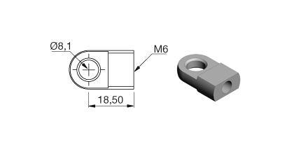 Technical drawing - Endfitting - Eye Technical drawing - Endfitting - Eye